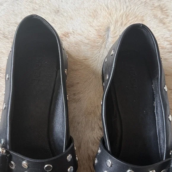 ME+EM Black Silver Studded Ballerina Flat 7 37 Leather Box + Bag Ballet - Picture 12 of 16